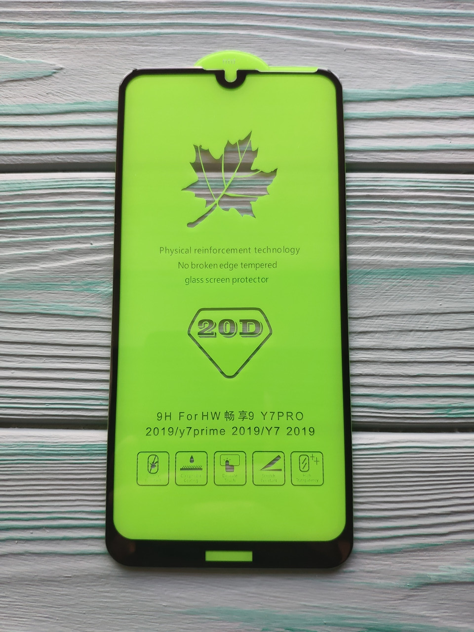 Захисне скло 20D для Huawei Y7 2019 Full Glue Чорне