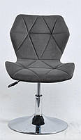 Стілець Torino CH-Base велюр сірий 1004 на хромованій круглій опорі D-410 mm, поворотний із регулюванням висоти, фото 6