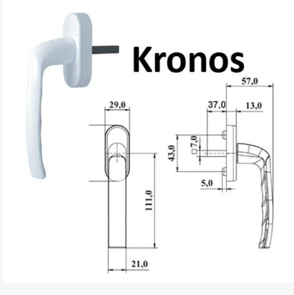 Ручка віконна ASTEX Kronos WH 001/37 колір білий Ral 9016