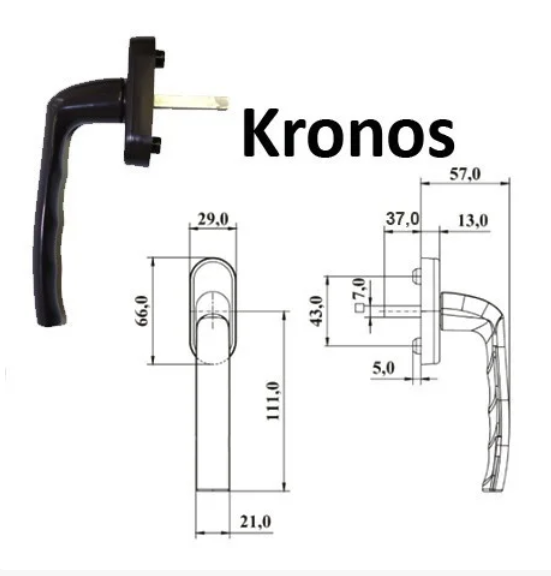 Ручка віконна ASTEX Kronos WH 001/37 колір коричневий Ral 8019