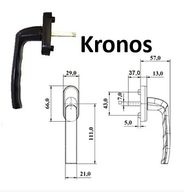 Ручка віконна ASTEX Kronos WH 001/37 колір коричневий Ral 8019