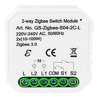 Розумний вимикач Tervix Pro Line ZigBee Switch (2 клавіші), без нуля