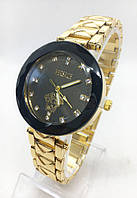 Часы женские наручные Versace (Версаче), золото с черным циферблатом ( код: IBW410YB )