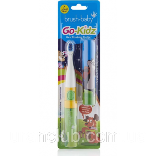 ЕЛЕКТРИЧНА ЗУБНА ЩІТКА BRUSH-BABY GO KIDZ BOXED від 3 до 6 років. Зелена