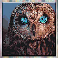 Картина по номерам ТМ Идейка на холсте с подрамником, Птицы "Таинственная совушка" 40х40 см, без коробки