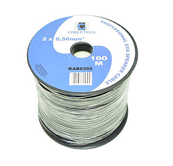 Кабель акуст. CCA чорний 2х0,50мм.кв. Cabletech KAB0355 бухта-100м
