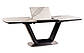 Стіл білий обідній розсувний Armani Ceramic 160-220х90см під мармур з чорними матовими ніжками, фото 9