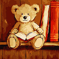 Картина по номерам без коробки ArtStory Медвежонок с книгой 40x40см (AS 0803)