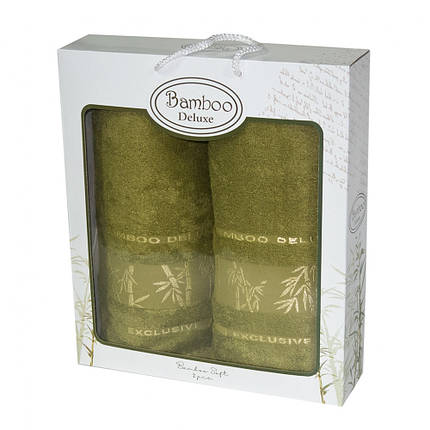 Набір рушників Gursan Bamboo 2*50х90+70х140см, 3231_olivka, фото 1