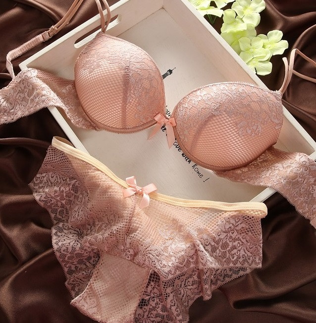 Жіночий комплект білизни з пушап беж, фото 1