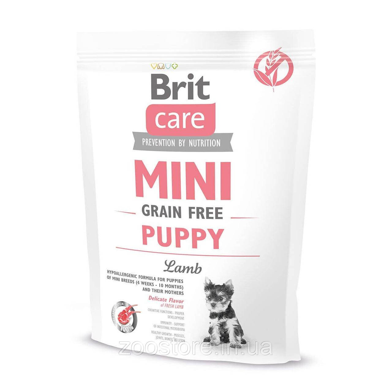 Корм сухий для цуценят і молодих собак мініатюрних порід Brit Care Mini GF Puppy Lamb 400 г (ягня)