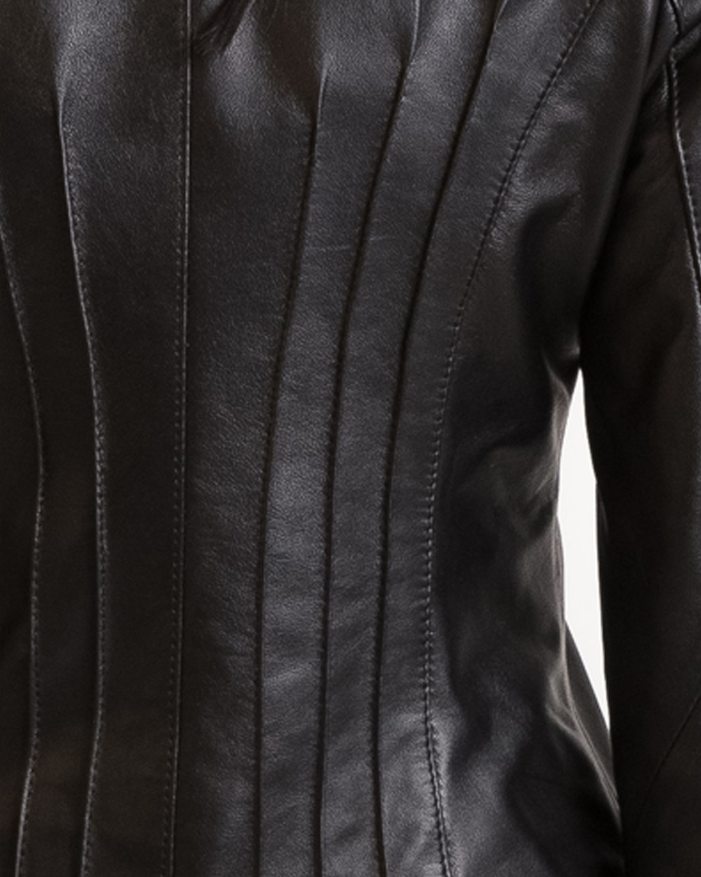 Кожаная куртка женская VK черная короткая (Арт. TF201) - фото 9 - id-p1146737772