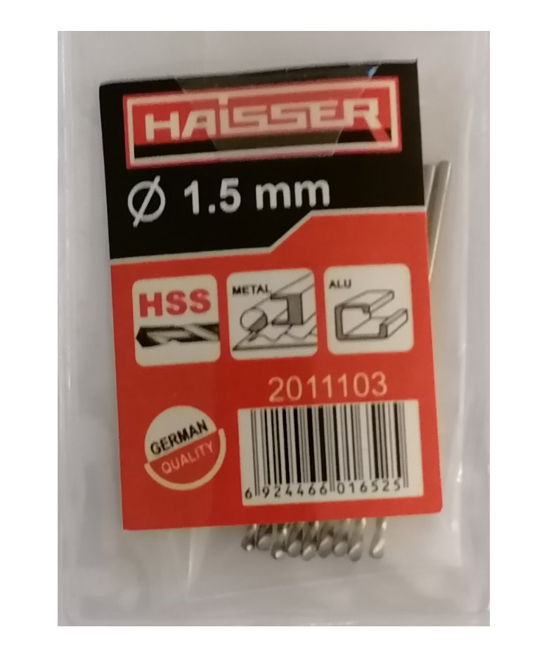 Свердло по металлу 1,5х18х40 мм циліндричний хвостовик (DIN 338), HAISSER (HS101002/2011103) 15832