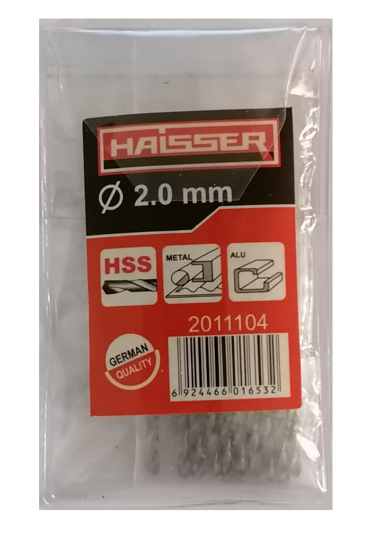 Свердло по металу 2.0х24х49 мм циліндричний хвостовик (DIN 338), HAISSER (HS101003/2011104) 15833