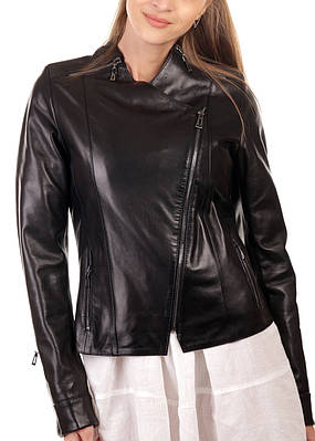 Шкіряна куртка-косуха VK чорна жіноча (Арт. VK284)