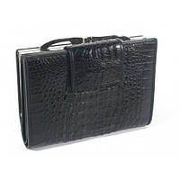 Жіночий гаманець із натуральної шкіри крокодила, колір чорний