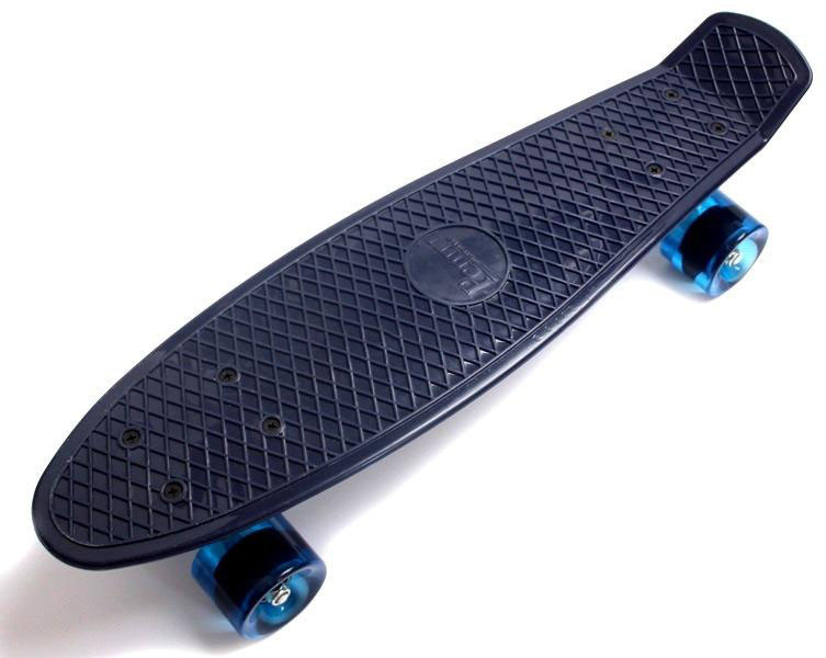 Скейт Пенні Борд (Penny Board) з світяться колесами. 22 дюйма темно синій
