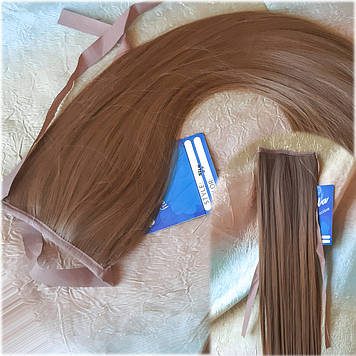 Хвіст прямий на стрічці термоволос каштаново-мідний SILK-30