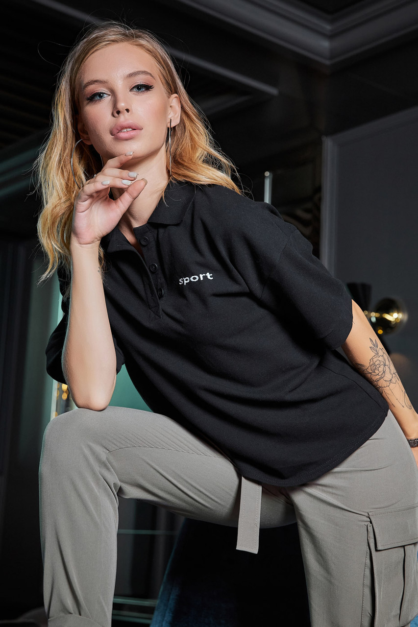 Чорна жіноча футболка з принтом Classic (42–46р) різний принт