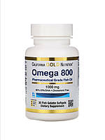 Омега-3 для взрослых в капсулах из рыбьего желатина, рыбий жир,Omega 800, California Gold Nutrition, 30 капсул