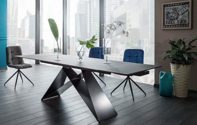 Стіл обідній розкладний Signal Westin 160-240х90см скляний у стилі лофт Польща Стіл обідній розкладний Signal Westin 160-240х90см скляний у стилі лофт Польща