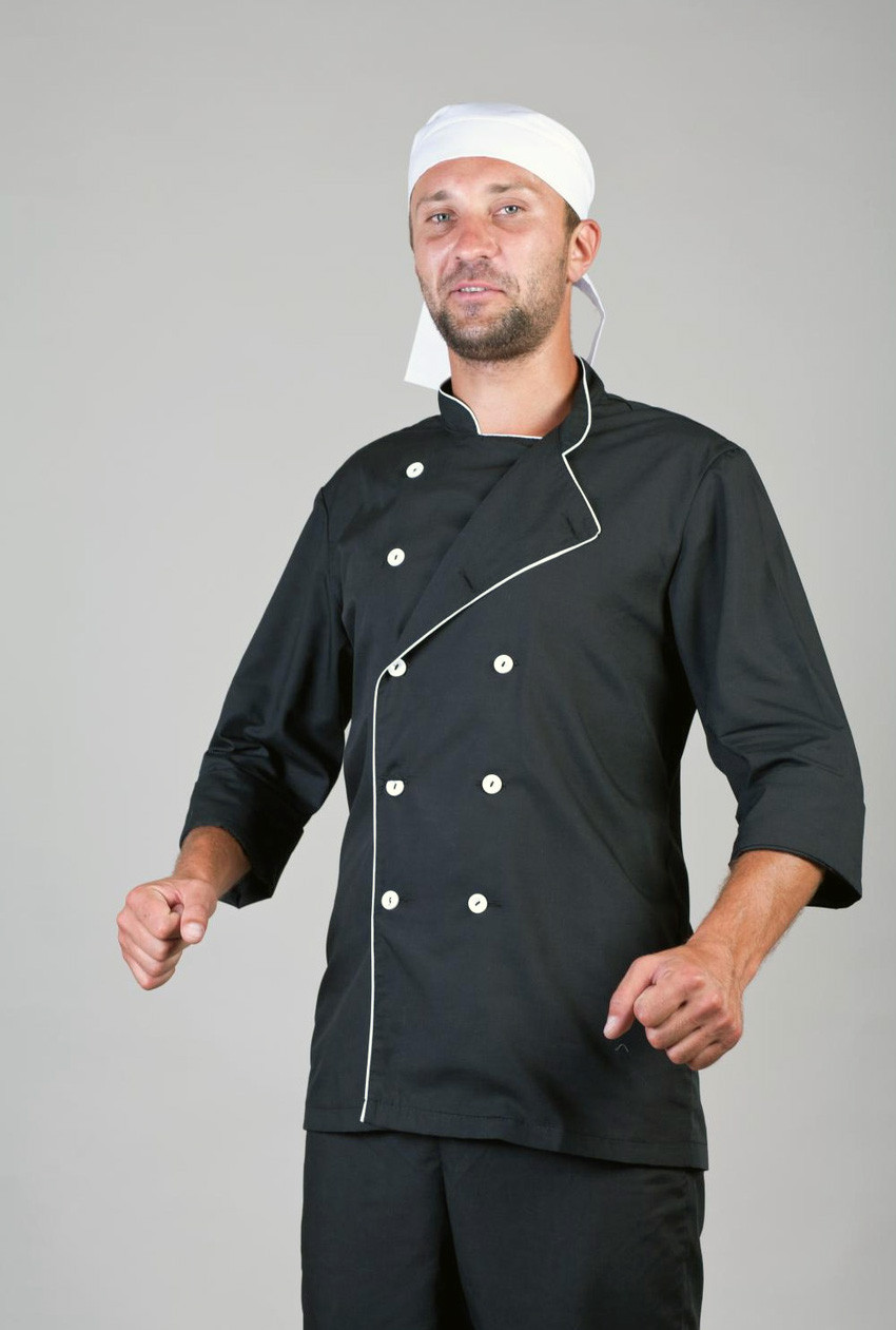 Кітель кухаря "Health Life" батист чорний 2241-1, куртка кухаря