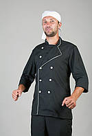 Кітель кухаря "Health Life" батист чорний 2241-1, куртка кухаря