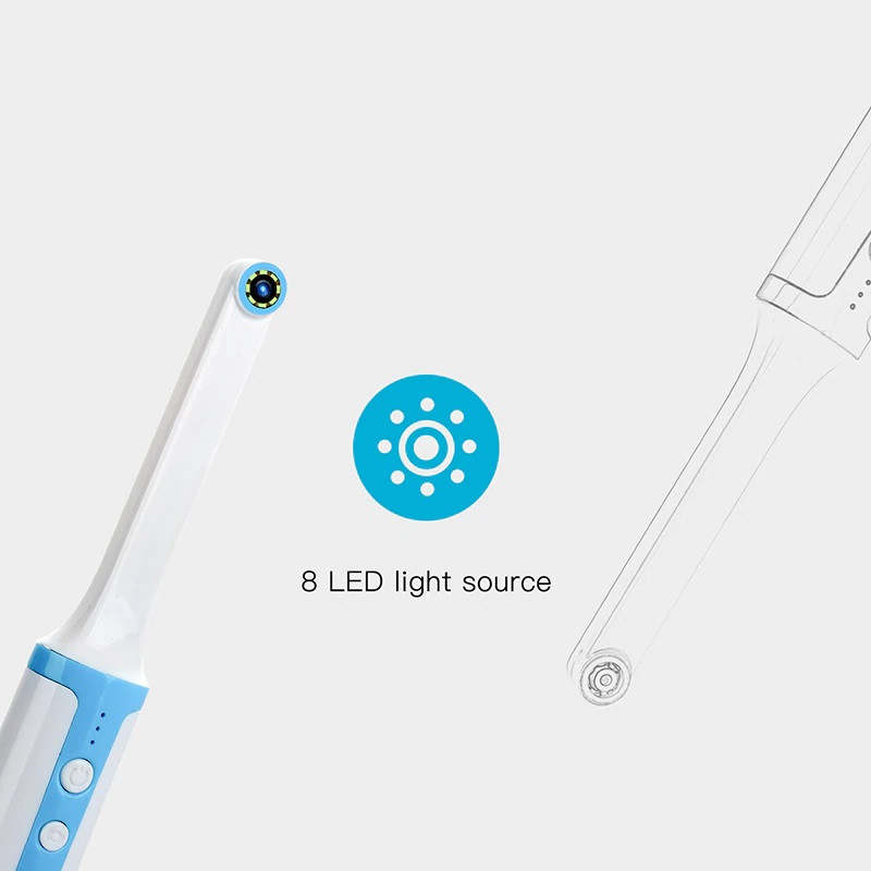 Камера стоматологическая Wi-Fi беспроводная P-10, 8 светодиодов, ОС iOS и Android, стоматологическое зеркало - фото 4 - id-p1235307397
