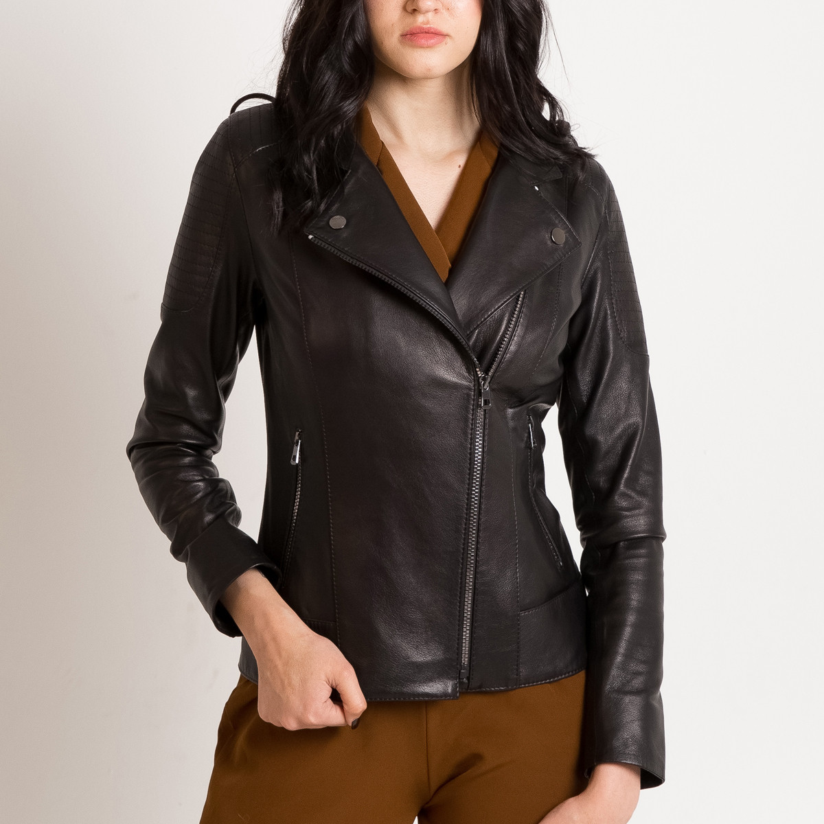 Косуха куртка шкіряна VK чорна жіноча (Арт. LT399-201)