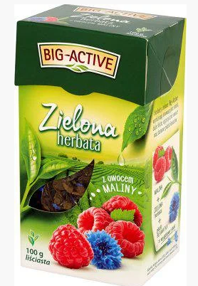 Чай із фруктами Big-Active зелений із малиною 100 г., фото 1