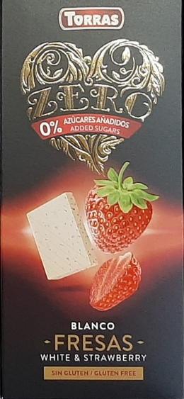 Шоколад Без цукру Torras Zero Blancо Fresas білий з полуницею 125 г. Іспанія