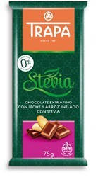 Шоколад Без цукру Trapa Stevia молочний з рисовими кріпленнями 75 г Іспанія