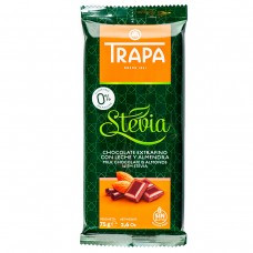 Шоколад Без цукру Trapa Stevia Молочний з Мигдалем 75 г. Іспанія