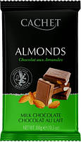 Шоколад CACHET ALMONDS молочний з мигдалем 300 г.