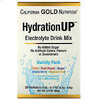 Электролитический напиток HydrationUP, California Gold Nutrition, ассорти вкусов, 20 пакетиков по 4.2 г