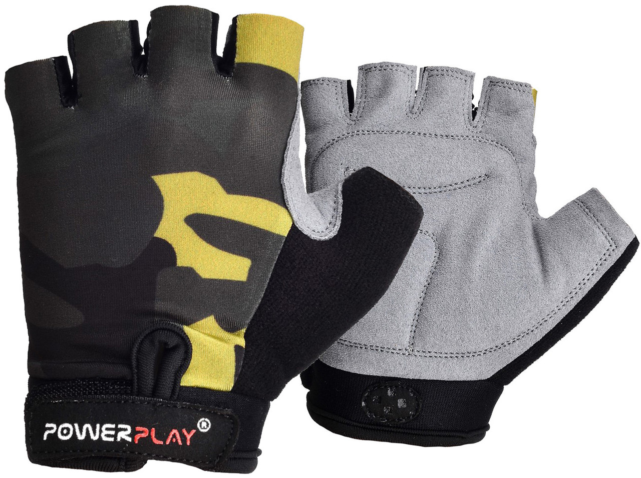 Велорукавички PowerPlay 5454 Камуфляж Чорні 3XS