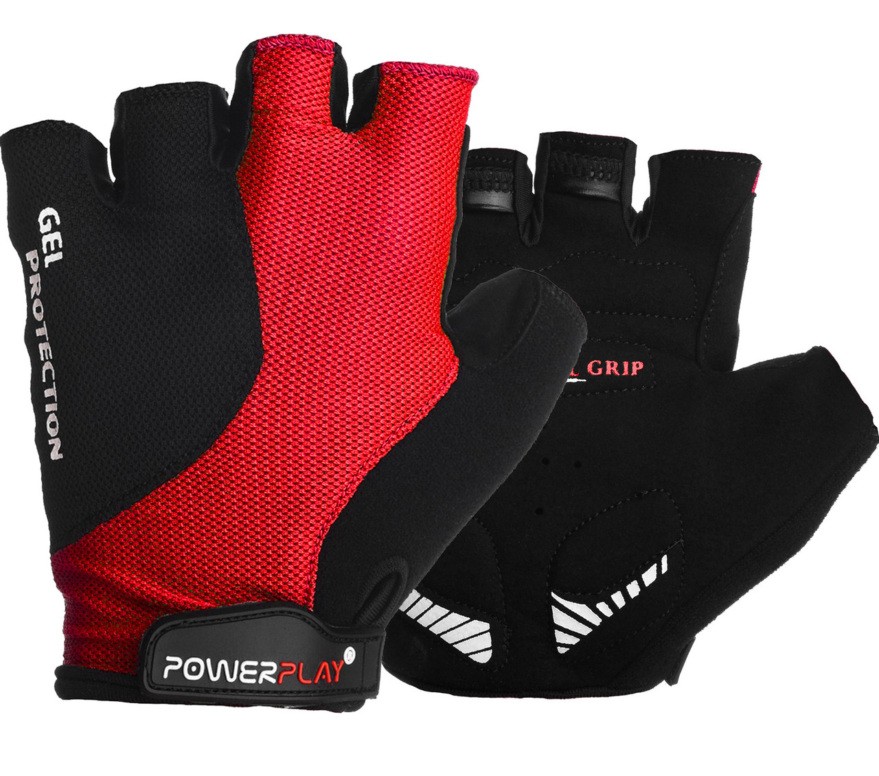 Велорукавички PowerPlay 5028 C Чорно-червоні L