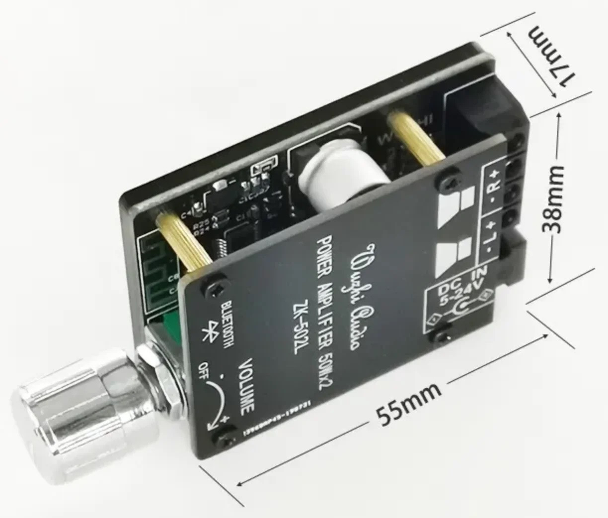 Підсилювач TPA3116 2.0, 5-27В, 2х50Вт, Bluetooth 5.0, ZK-502L