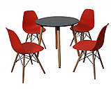 Пластиковий стілець Nik NEW (Нік - Н) червоний на дерев'яних ніжках, фото 5