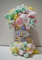 Нитки пряжа для в'язання велюрова плюшева петлями PUFFY COLOR Паффи Колор № 5862