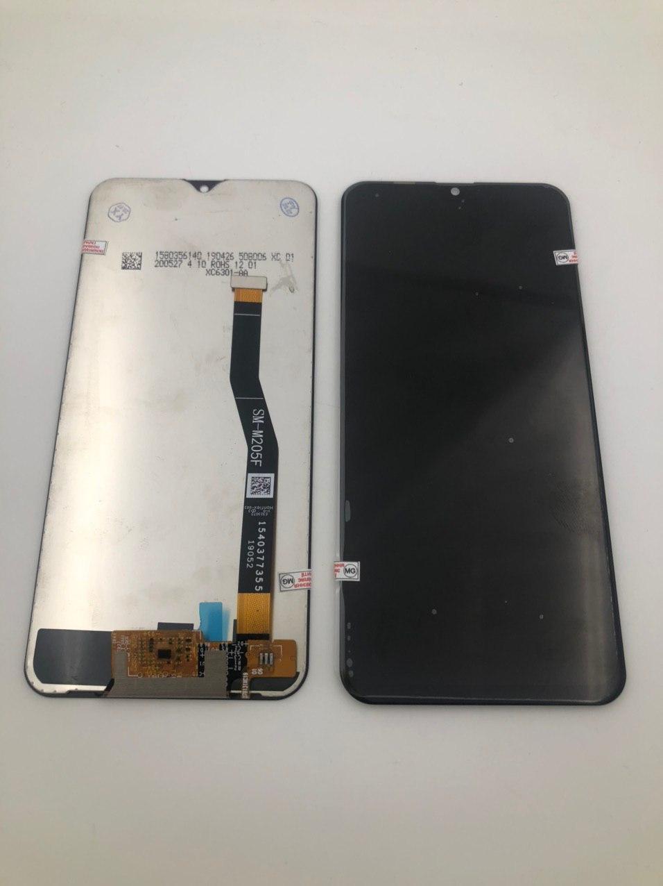 Дисплей для мобільного телефона Samsung M20 2019/M205, чорний, з тачскрином, PLS TFT LCD, ORIG