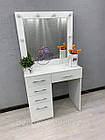 Комплект: Стіл для макіяжу з місткими ящиками і дзеркалом і м'яким пуфом", фото 3