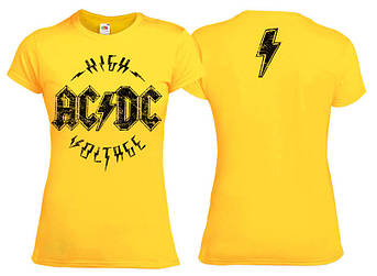Футболка жіноча AC/DC High Voltage жовта, фото 1