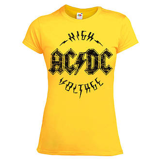 Футболка жіноча AC/DC High Voltage жовта, фото 2