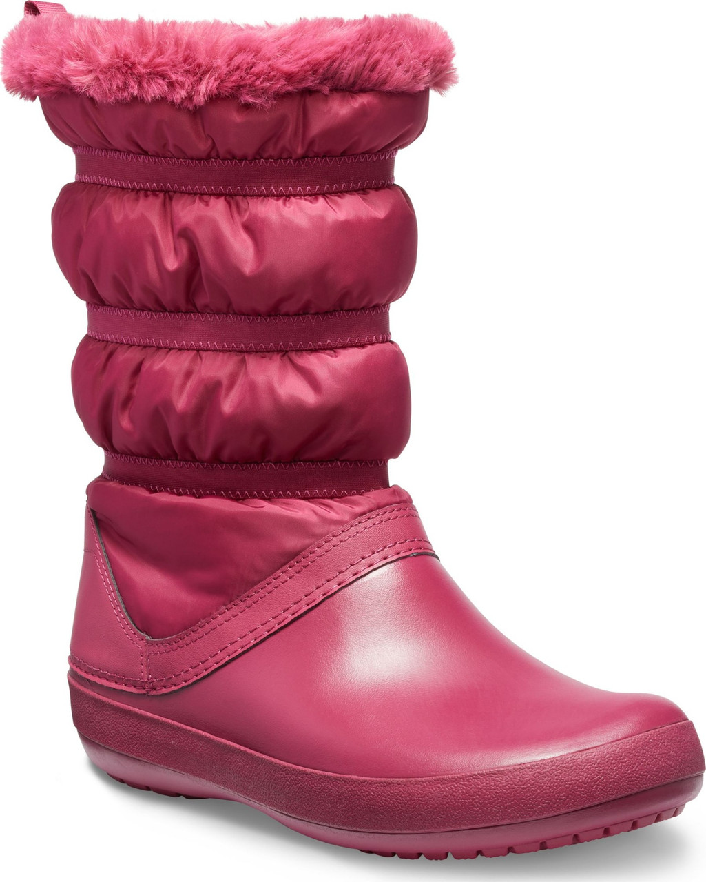 Чоботи зимові жіночі непромокальні дутики з хутром / Crocs Women Crocband Winter Boot (205314), Гранатові 38
