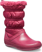 Сапоги зимние женские непромокаемые дутики с мехом / Crocs Women Crocband Winter Boot (205314), Гранатовые 38