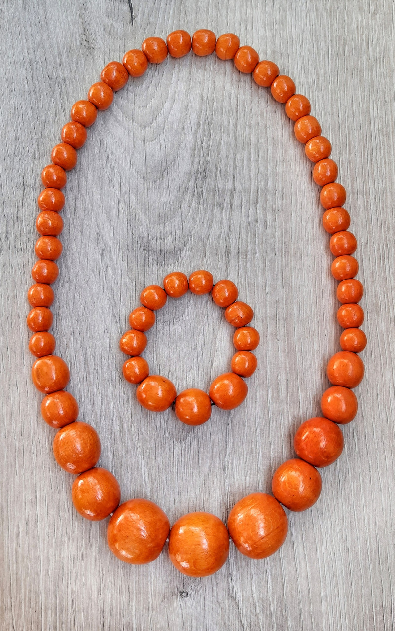 Набір намисто та браслет Бусинка Помаранчеві., фото 1