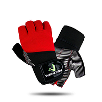 Перчатки для тренажерного зала с напульсником Way4you-Red L
