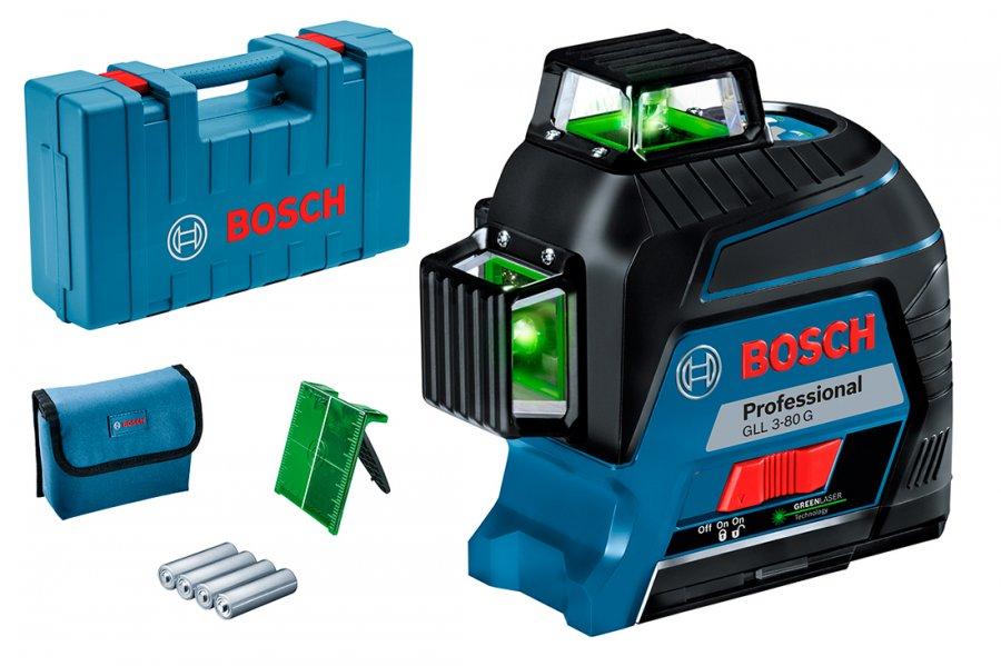 Лазерний нівелір Bosch GLL 3-80 G Professional (30 м, з приймачем — 120 м) (0601063Y00)