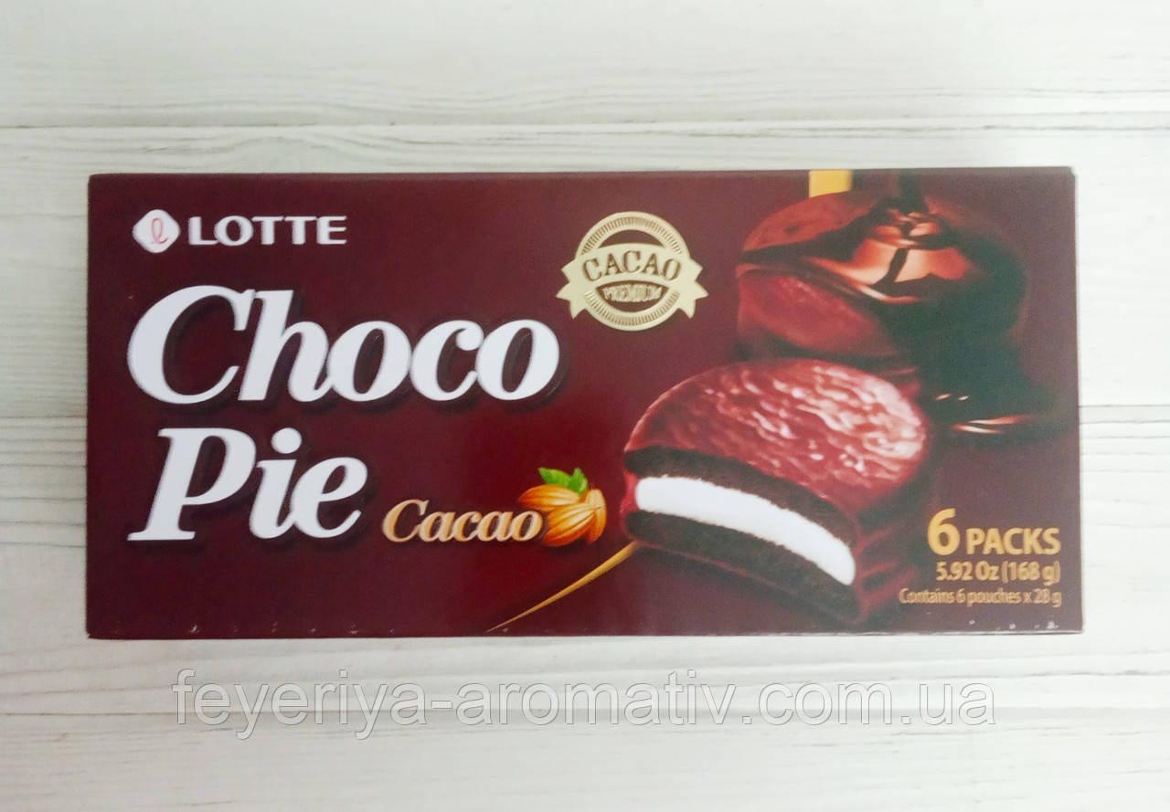 Печиво шоколадної глазурі Choco pie Cacao 168г Lotte (Корея)